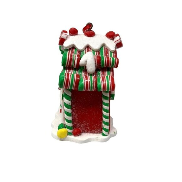 Gingerbread House Ornament Peppermint Candy Cane Christmas Holiday Red 3in - Picture 6 of 6